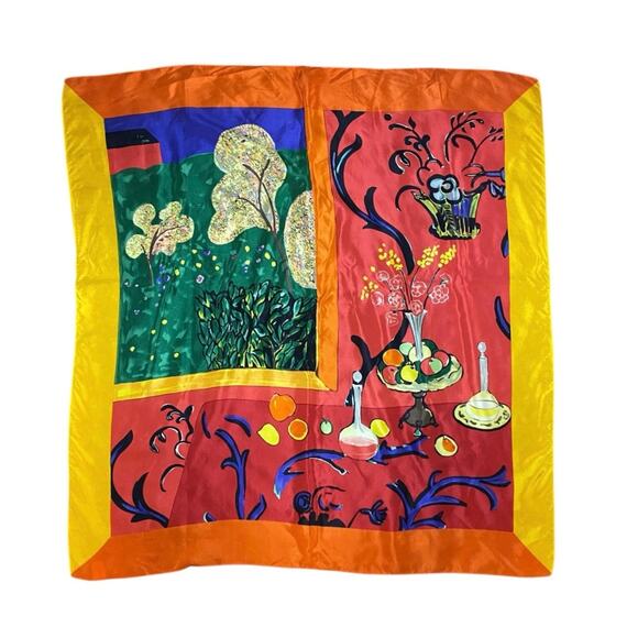 Henri Matisse The Dessert Harmony In Red Metropolitan Museum Silk Scarf 30x30 - Picture 1 of 5